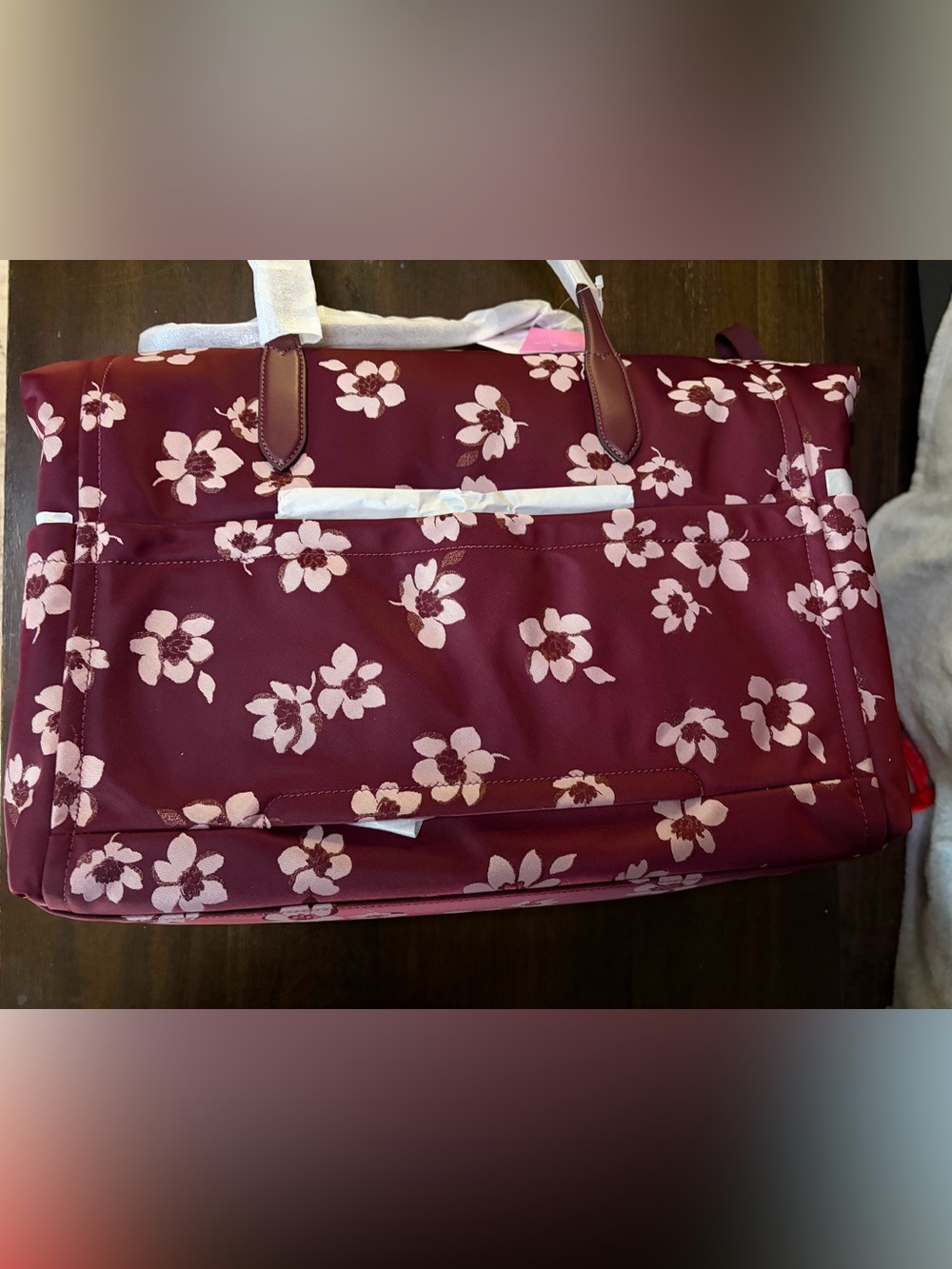 NWT Kate Spade Chelsea Weekender Deep Berry & Blush Pink Floral Overnight Bag - Picture 5 of 11